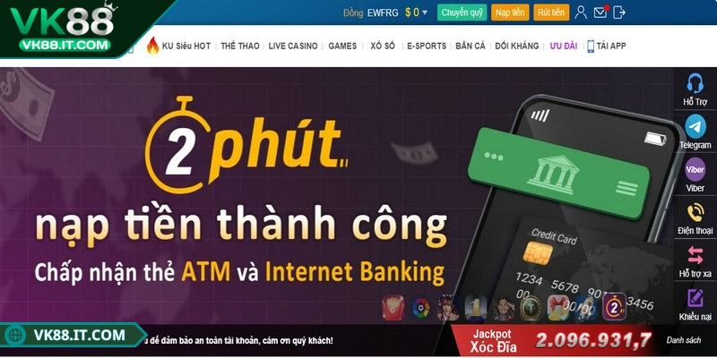 Cách liên kết tài khoản với ngân hàng VK88 chi tiết nhất Thực hiện vào trang web VK88