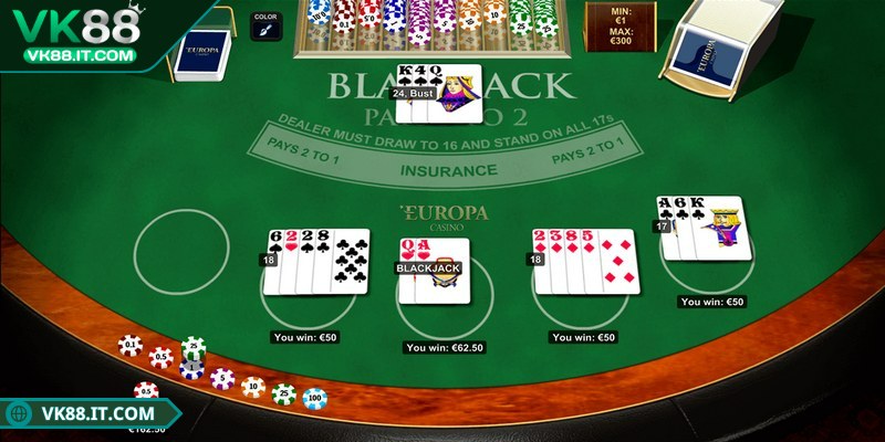Hướng dẫn chơi blackjack thắng lớn VK88 dành cho bạn Chơi theo chiến thuật Basic Strategy để tối ưu chiến thắng