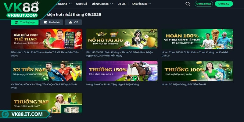Tổng hợp ngay những thay đổi mới nhất về giao diện VK88 Thiết kế trang chủ dễ cập nhật thông tin ưu đãi