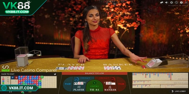 Trải nghiệm baccarat live cực kỳ chân thực VK88 chi tiết Dễ dàng đặt cược baccarat live